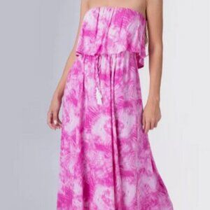 Japna Ruffle Strapless Pink Tie Dye Dress Pink Size S